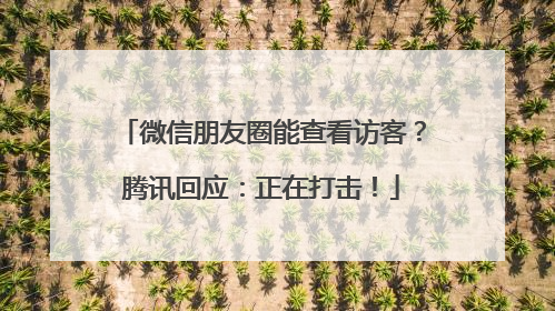 微信朋友圈能查看访客？腾讯回应：正在打击！